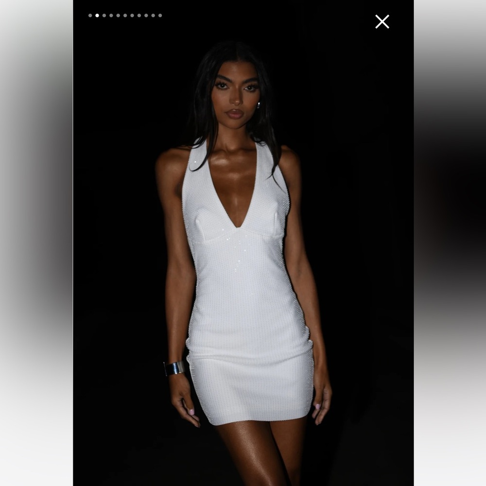 Meshki Seina Diamante Halter Mini Dress